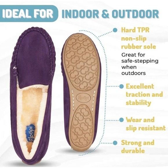 Floopi Fur Lined Moccasin Purple - Picture 4 of 5
